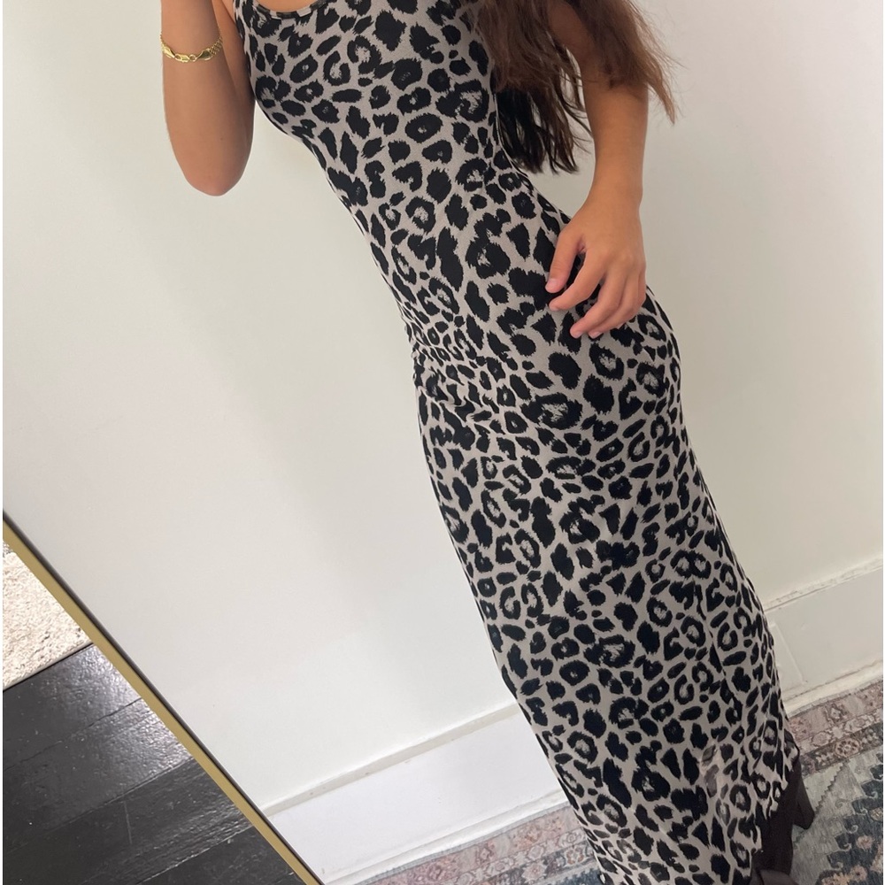 NWT trendy cheetah print maxi dress with low back